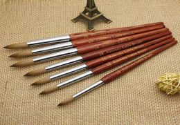 Round Sharp 1pcs 1012141618202224 Kolinsky Sable Brush Acrylic Nail Art Brush Red Wood Crystal Acrylic Salon1141272