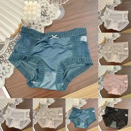 Women's Panties Big Size Transparent Briefs Women Seamless Mid Waist Bag Hip Underwear Sexy Mesh Lace Hollow Lingeries For Woman