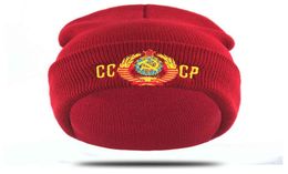 Casual Embroidery CCCP USSR Hat Cotton Flexible Warm Beanie Hats for Autumn Winter Russia Knitted Hiphop Beanies Cap Unisex Y21117688195