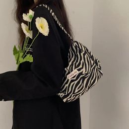 Korean Zebra Canvas Baguette Cotton Womens Underarm Bag 2023 Handbag Lovely Simplicity Shoulder Ins 240425