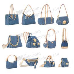 Designer bag vintage denim bag women cross body Luxury handbags Hobo Shoulder Bags high quality Blue Denim flower messenger purses