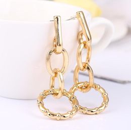 Dangle Chandelier 2021 Ladies Cold Wind Thick Chain Bamboo Earrings Exaggerated Personality Gold Fashion Metal Jewelry Custom Wh7681746