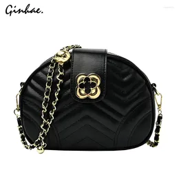 Shoulder Bags White Oval Shape Bag Fashion Striped Crossbody For Women 2024 High Quality PU Leather Handbag Elegant Chains