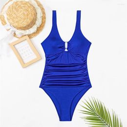 Women's Swimwear Shiny Bikini Sexy Pleated Pileup Monokini Swimsuit One-piece Women Y2K Beach Outfits Biquinis Bathing Suit Bikinis Sets