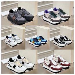 2024 new top Designer Multi material patchwork cowhide Colours men women thick soled lace up white sports fashionable versatile casual shoes size 36-45