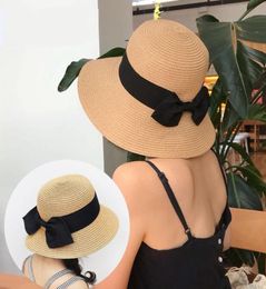 Family Matching Summer Hats Big Bow Bohemia Mom And Me Straw Foldable Hat For Kids Women Girl Star Sun Caps Beach Accessories6521784