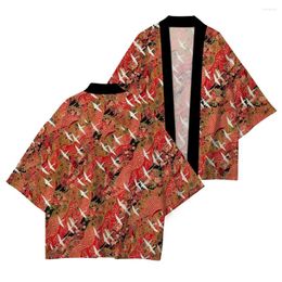 Japanese Traditional Clothing Summer UV Protection Kimono High Quality Casual Loose Carp Pattern Print XXS-4XL