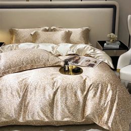 Florals Printed Mulberry Blending Bedding Set Luxury Satin Duvet Cover with Sheets Highend Smooth Sets 240415