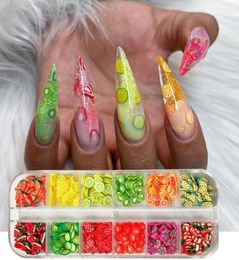 Nail Art Accessory Mixed 3D Fruit Nails Decors Sequins Slices Sticker Polymer Clay DIY Designs Lemon Slice2649299