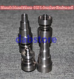 10mm 14mm19mm 6 IN 1 Domeless Titanium Nai Titanium Nail With Male Female joint Carb Cap Dab Tool Grade 2 Titanium Nail5291899