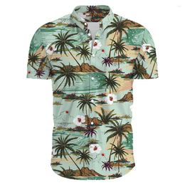 Men's Casual Shirts Hawaiian Flower Print Short Sleeve Tops Summer Fashion Clothing Oversized Sale Floral Shirt