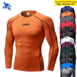 Customize Long Sleeve Running T Shirt Men Quick Dry Jogging Tshirt Compression Gym Fitness Rashguard Sportswear Top Tees240417