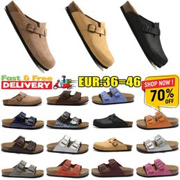 New designer mens slippers sandals for women clogs Sandal winter Men Women Slides Black White Suede Leather Buckle Strap Platform Falt Slides sandale