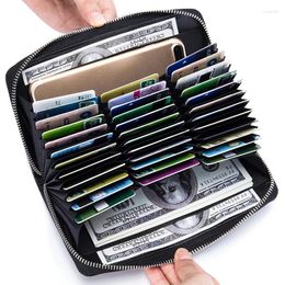 Wallets Men Genuine Leather Wallet Cowhide Short Black Zipper Coin Pocket Slim Card Holder Male Money Driving Licence Bag