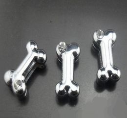 100pcslot 8mm one rhinestone dog bone slide charm Fit for 8MM Pet Collar Bracelet keychains1364053