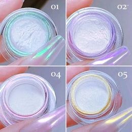 Nail Glitter 3g/Box Aurora Chrome Powder Pearl Shell White High Glossy Rubbing Dust Glimmer Pigment Decor Flash