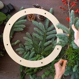 Decorative Flowers 29x29cm Hanging Round Wreaths Frames Wooden Circle Wreath Rings For DIY Crafts Wedding Flower Rack Xmas Home Decor