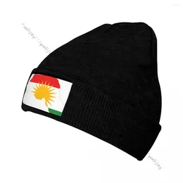 Berets Unisex Winter Hat Kurdistan Flag Map Warm Beanie Cap Casual Knitted