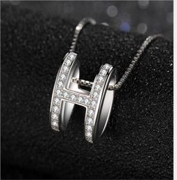 Individual letter H pendant elliptical simple temperament clavicle chain2181148