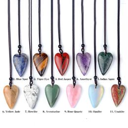 Pendant Necklaces Natural Clear Quartz Sodalite Turquoise Heart Shape Crystal Amethysts Healing Gemstone Necklace Women Charm Men Jewellery