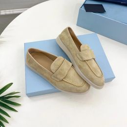 Casual Shoes For Women Size35-45 Natural Cow Suede Couple Loafers Genuine Leather Flats Spring Designer Slip On Zapatillas Mujer