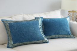 CushionDecorative Pillow Soft Velvet Gray Cushion Cover Home Decoration Blue Embroidered Pillowcase Sofa 45 9544119