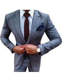 Men's Suits Stripe Suit Notch Lapel Classic Fit Two Pieces Wedding Party Tuxedo