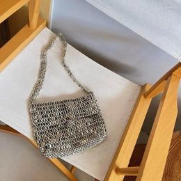 Evening Bags Luxury Women Designer Metal Sequins Chain Clutch Woven Bag Fashion Bling Shoulder Handbag Wedding Party