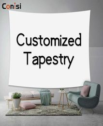 Tapestries Modern Custom Tapestry Customizable Yoga Bed Beach Mat Polyester Cloth Wall Hanging Customised Your Po Home Decor2141340