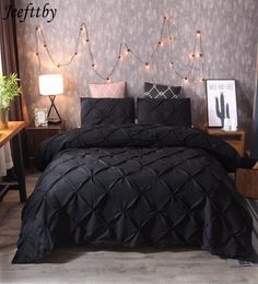 Black Duvet Cover Set Pinch Pleat 23pcs TwinQueenKing Size Bedclothes Bedding Sets Home el Useno Filling No Sheet3401372