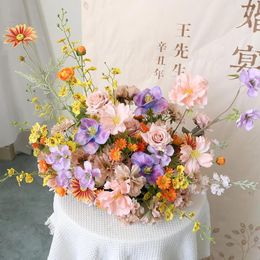 Decorative Flowers High Grade Table Flower Ornaments Wedding Backdrop Decor Arrangement Floral Row Event Party Stage Aisle Floor Ball