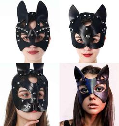 Sexy Toys Sex Mask Half Mask Party Cosplay Punk Slave Props PU Leather SM Mask BDSM Bondage Adult Play Masks Sex Toys For Women6173145