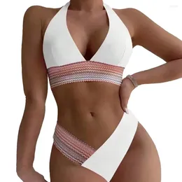 Women's Swimwear Women Bikini Set Halter Backless Bra High Waist Swimming Trunks Beachwear Summer Bathing Suit 2Pcs/Set