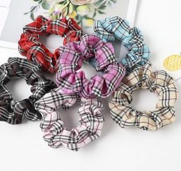 Women Plaid hairbands Scottish lattice elastic rubber band Scrunchies Large Intestine Hair Ropes Ponytail Holder Kids Hair Accesso8777838