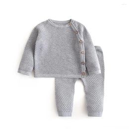 Clothing Sets Baby Clothes Spring Autumn Casual Sweater Set Boys Girls Knitwear Warm Solid Colour Long Sleeve Pants Two Piece