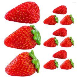 Party Decoration 12 Pcs Fake Fruit Simulated Strawberry Strawberries Resin Artificial Fruits Toy