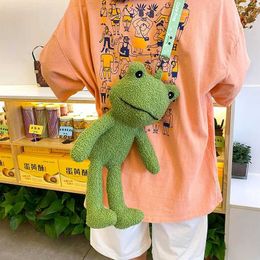 Plush Backpacks Cute Frog Plush Bag Toy Filled Animal Doll Crossover Shoulder Bag Coin Wallet Bag Childrens Girls Boys GiftL2405