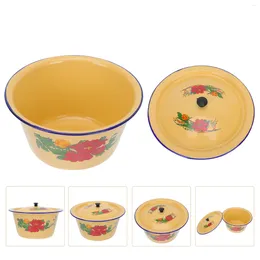 Dinnerware Sets Enamel Basin With Lid Classic Lard Bowl Household Enamelware Mixing Bowls Vintage Style Pot