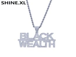 Hip Hop Fashion Gold Plated 2 Rows Letter Black Wealth Pendant Necklace Men Bling Jewelry Gift9479390