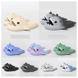 2024 new Designer Summer Home Women Shark Slippers Slide Anti-skid EVA Solid Colour white Couple Parents Outdoor Cool Indoor Household Funny Shoe