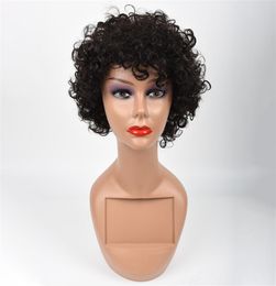 High quality Short Kinky Curly Human Hair Wigs For Women Brazilian Remy full lace front wig for black women9110575