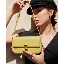 ZR DIARY Underarm Bag Women Split Leather Single Shoulder Metal Decor Crossbody Small Square 9031 240429