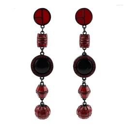 Dangle Earrings Colourful Paint Enamel Alloy Metal Long For Women Florate Brand Round Pendant Black Drop Statement