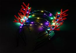 Christmas Supply Cool LED antlers Headband Luminous Headwear Flash Light Halloween Concert Performance Party Wedding Toys Headdres2809338