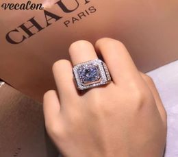 Vecalon Luxury Male Solitaire ring 3ct Diamond 925 Sterling Silver Engagement Wedding band rings For men Big Finger Jewelry3078069