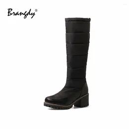 Boots Brangdy Knee High Snow Women's Winter Waterproof Non-slip Warm Fur Women Plus Velvet Cotton Shoes Down