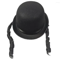 Berets Braid Bowlers Hat For Roleplay Costume Gentleman With Roll Brims Adult Carnivals Party Fedoras Stage Show Headpiece
