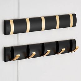Black Golden Folding Robe Hooks Towel Hanger Nail Free Installation Wall Rack Coat Clothes Holder for Bathroom Kitchen 240428