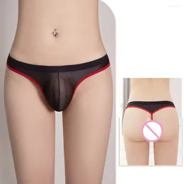 Underpants Men Sexy Thongs Gay Underwear See Through Brief Transparent Soft Pouch Panties Sheer Lingerie Low Rise Thong