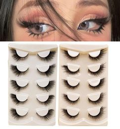 False Eyelashes 5Pairs Faux Handmade 3D Winged Natural Long Lashes Soft Cat Eye Fake Eyelash For Makeup Tool Lash ExtensionFalse1897971